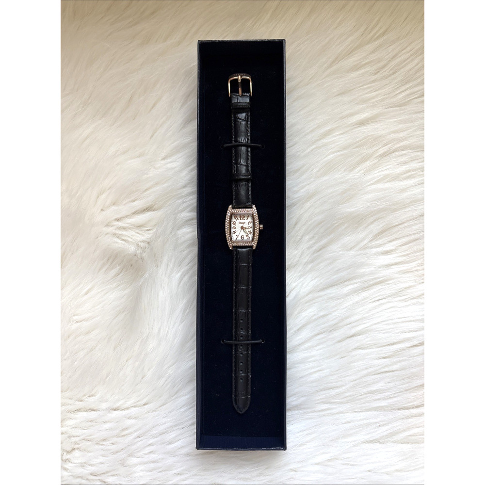 Stauer Debutante Watch Womens Rose Gold Tonneau Crystals Leather Band Classic - Picture 2 of 11